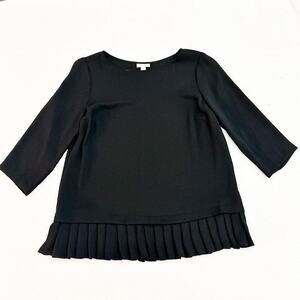 J. Jill Ruffled Hem 3/4 Sleeve Tunic Black Size Small
